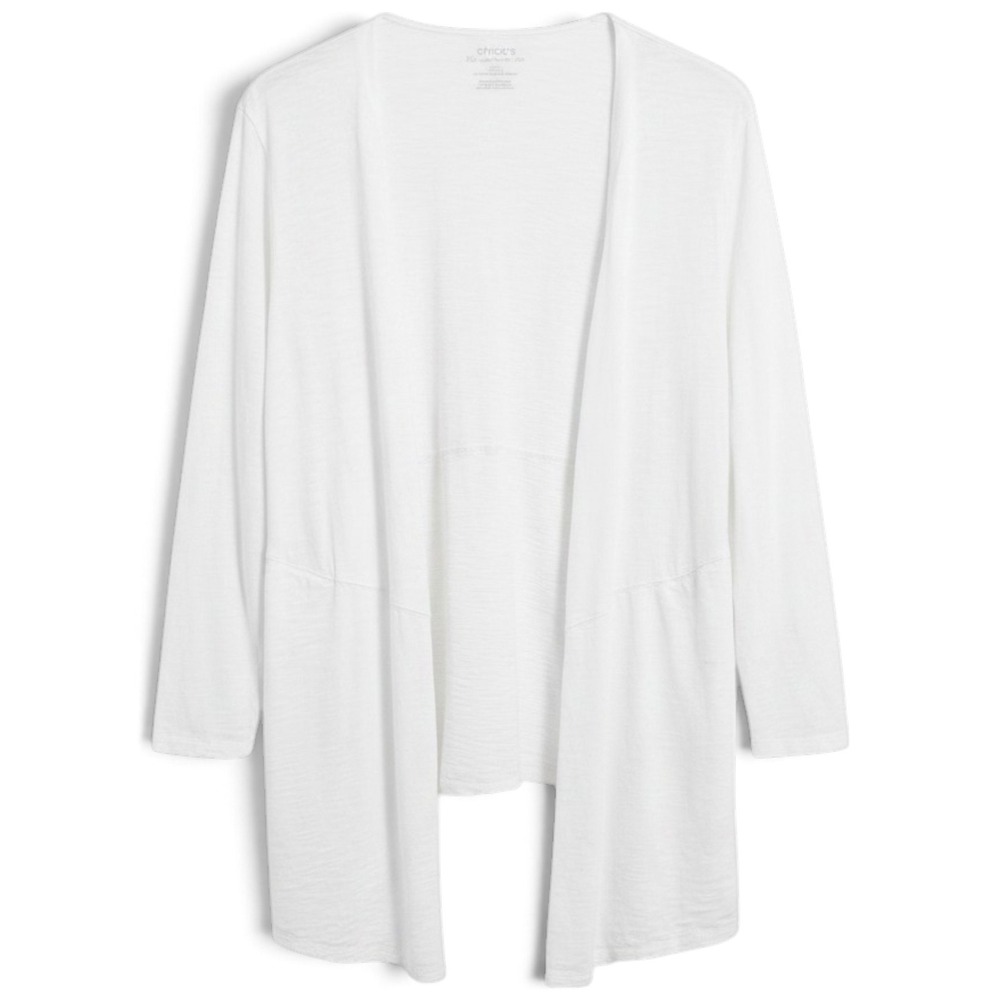 Chico's Cardigan Jacket Women 3X Lagenlook Coastal Grandma Slub Knit White